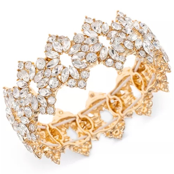 Gold-Tone Crystal Empress Flower Stretch Bracelet - Picture 3 of 7